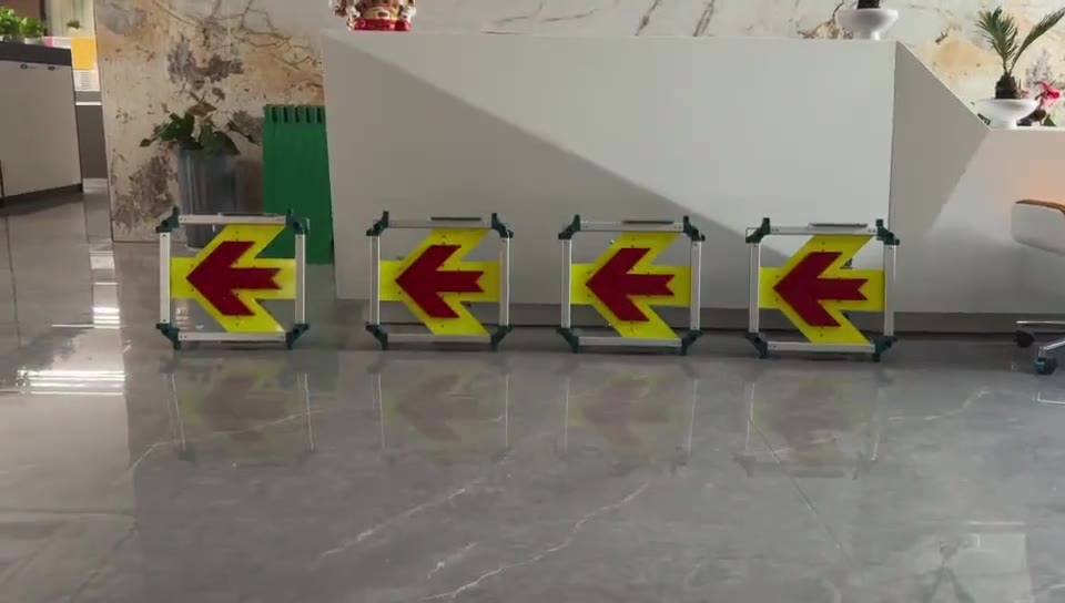 Four KOSEI LED arrow boards displayed side by side